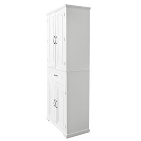 Bathroom Storage Cabinet with Doors and Drawer, Multiple Storage Space, Adjustable Shelf, White