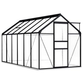 Greenhouse with Base Frame Anthracite Aluminum 75.7 ftÂ²