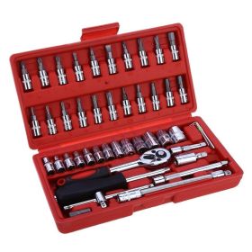 Replaitz 46pcs 1/4-Inch Socket Ratchet Wrench Combo Tools Kit for Auto Repairing 1/4