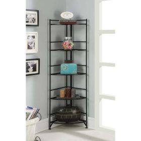 Storage 5 Tier Folding Metal Corner Shelf, Black