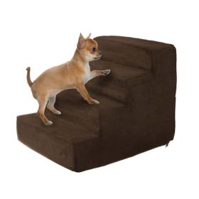 Pet Stairs â€“ Foam Pet Steps for Small Dogs or Cats with 4 Step Design and Removable Cover â€“ Non-Slip Dog Stairs for Home by Petmaker (Brown)