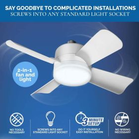 Socket Fan Ceiling Fan with Light 15 inches Fan 1000 Lumens Speed Light Control