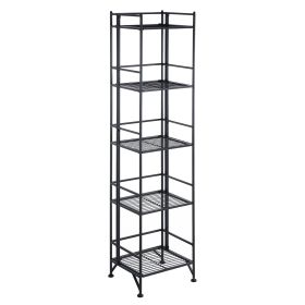 Designs2Go Metal Folding 5 Shelf Bookcase, Black