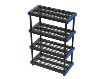 HART 4 Tier 20" x 48" Interlocking Plastic Storage Shelving Unit, Black