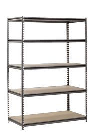 Muscle Rack 48"W x 24"D x 72"H 5-Shelf Steel Freestanding Shelves, Silver-Vein