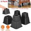 8Pcs Furniture Risers 500kg 1100lbs Capacity Bed Lifters Adjustable Couch Table Chair Risers