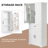 Bathroom Storage Cabinet with Doors and Drawer, Multiple Storage Space, Adjustable Shelf, White