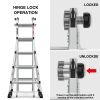 Aluminum Multi-Position Ladder with Wheels, 300 lbs Weight Rating, 22 FT