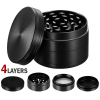 Tobacco Herb Grinder 4-Piece Metal Small Hand Crusher Mill Magnetic Top Black US