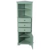 Green Triangle Tall Cabinet with 3 Drawers and Adjustable Shelves for Bathroom, Kitchen or Living Room, MDF Board with Painted Finish