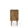 Manhattan Comfort Liberty Mid-Century Modern Nightstand 1.0 with 1 Cubby Space and 1 Drawer in Rustic Brown and Aqua Blue