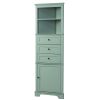 Green Triangle Tall Cabinet with 3 Drawers and Adjustable Shelves for Bathroom, Kitchen or Living Room, MDF Board with Painted Finish