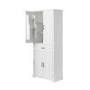 Bathroom Storage Cabinet with Doors and Drawer, Multiple Storage Space, Adjustable Shelf, White