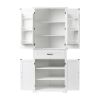 Bathroom Storage Cabinet with Doors and Drawer, Multiple Storage Space, Adjustable Shelf, White