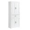 Bathroom Storage Cabinet with Doors and Drawer, Multiple Storage Space, Adjustable Shelf, White