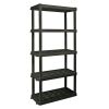 74" H x 18" D x 36" W 5 Shelf Plastic Garage Shelves, Pack of 2 Storage Shelving, Black 750 lbs Capacity