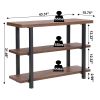 Brown Wood Sofa Table,  Narrow Hallway Table, 3-Tier Console Table for Living Room