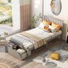 Elegant Twin-Size Platform Bed, Featuring Convenient Under-Bed Drawer, Stylish Gray Finish