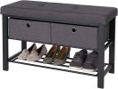 Cushion Shoe Bench with Drawers