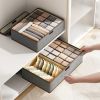 Household large capacity compartment storage box with lid, three in one drawer style underwear, underwear, socks storage box, sorting box