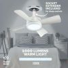 Socket Fan Ceiling Fan with Light 15 inches Fan 1000 Lumens Speed Light Control