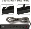 Bosonshop Power Strip 2PCS Surge Protector 5-Outlet with 2 USB Ports(5V/2.4A);  6ft Heavy-Duty Braided Extension Cords