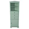 Green Triangle Tall Cabinet with 3 Drawers and Adjustable Shelves for Bathroom, Kitchen or Living Room, MDF Board with Painted Finish