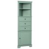 Green Triangle Tall Cabinet with 3 Drawers and Adjustable Shelves for Bathroom, Kitchen or Living Room, MDF Board with Painted Finish