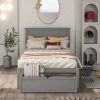 Elegant Twin-Size Platform Bed, Featuring Convenient Under-Bed Drawer, Stylish Gray Finish