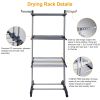 Clothes Drying Rack Rolling Collapsible Laundry Dryer Hanger Stand Rail Shelve Wardrobe Clothing Drying Racks