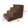 Pet Stairs â€“ Foam Pet Steps for Small Dogs or Cats with 4 Step Design and Removable Cover â€“ Non-Slip Dog Stairs for Home by Petmaker (Brown)