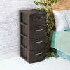 4 Drawer Weave Tower Plastic, Espresso, Set of 2