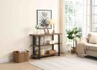 Brown Wood Sofa Table,  Narrow Hallway Table, 3-Tier Console Table for Living Room