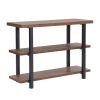 Brown Wood Sofa Table,  Narrow Hallway Table, 3-Tier Console Table for Living Room