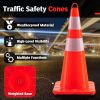 10 Pack 28" Traffic Safety Cones W/Reflective Collars