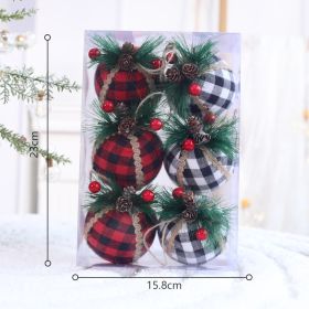 Christmas Tree Pendant Ball Creative Decoration (Option: Red black and white grid 8cm)