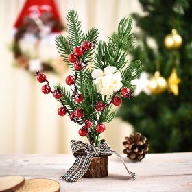 Simple Mini Christmas Decoration Window Small Tree Photography Props (Option: White flower and red fruit)