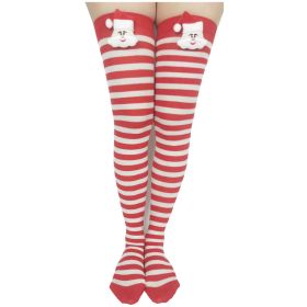 Christmas Striped Socks With Cute Accessories (Option: Red Stripes Santa Claus -Average Size)