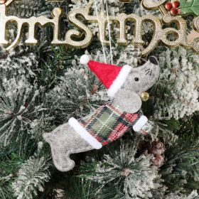 Christmas Decorations Dressing Sausage Dog Small Pendant (Color: Grey)