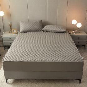 Cotton Clip Bed Hat Simple Solid Color Hotel Simmons All-inclusive Bed Cover (Option: Lattice grey-180cmx200cm)