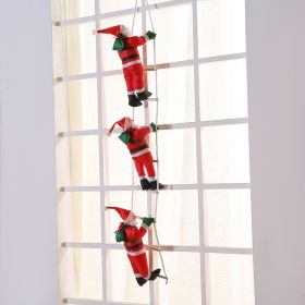 Christmas Ornaments Santa Claus Ladder (Option: Three person ladder-Santa Claus is 25cm long)