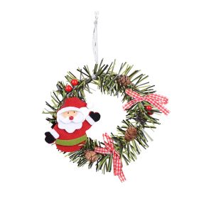 Christmas Wreath Pendant Snowman Elk Round PVC Pendant (Option: Old peoples fund)