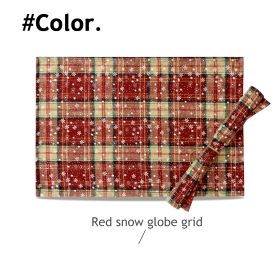 Christmas Series New Year Cloth Plaid Table Flag Insulation Pad (Option: Red snow grid-40x300cm)