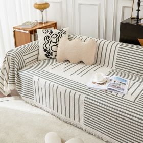 Striped Sofa Towel Anti-cat Scratch Protector Multi-function Blanket (Option: Simple semi colliculus-180x180cm)