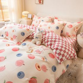 Winter Milk Four-piece Set Thickened Coral Velvet Double-sided (Option: Peach Rabbit-150x200cm)