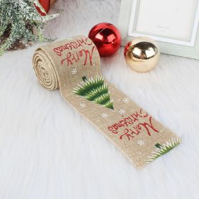 Christmas Ribbon Accessories With Wire Edge Printed Webbing Linen Decorative Belt (Option: Small tree payment)