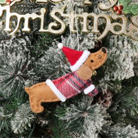 Christmas Decorations Dressing Sausage Dog Small Pendant (Color: Brown)