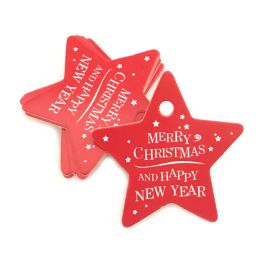 Christmas Small Hangtag Christmas Gift Box Decoration Accessories Pendant Spot Cute Small Card In Stock Wholesale (Option: 100Red Pentagrams)