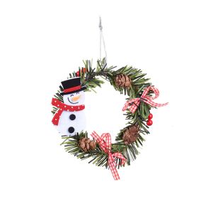 Christmas Wreath Pendant Snowman Elk Round PVC Pendant (Option: Snowman)