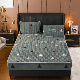 Crystal Pile Clip Cotton Bed Bonnet Thickened Coral Pile Bed Cover In Autumn And Winter (Option: Wonderful triangle-150x200cm and30cm)